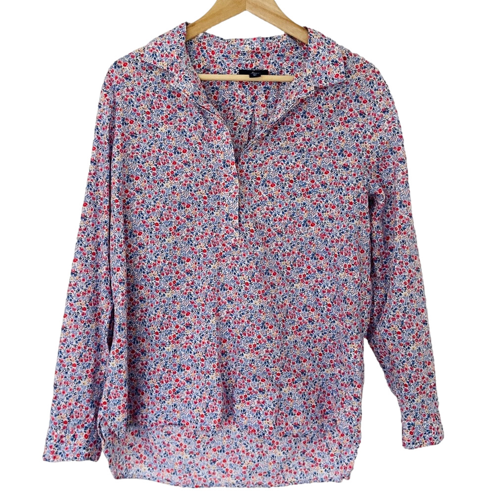 GAP PINK/BLUE/YELLOW DITSY FLORAL RELAXED STYLE 100% COTTON SHIRT/BLOUSE, MEDIUM